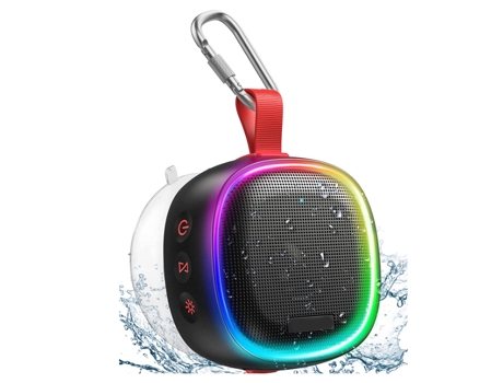 Altavoz Bluetooth con luz RGB altavoz de ducha portátil impermeable IPX7 con sonido HD dos emparejamientos graves tiempo de reproducción de 20 hora...