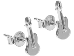 Pendientes Decorativos De Guitarra Creativos Y Contemporáneos En Plata De Ley 925 Para Mujer.