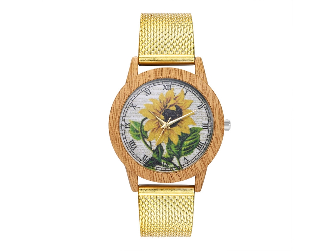 Reloj De Pulsera Analógico De Acero Inoxidable Con Correa De Malla T88-f Dorado