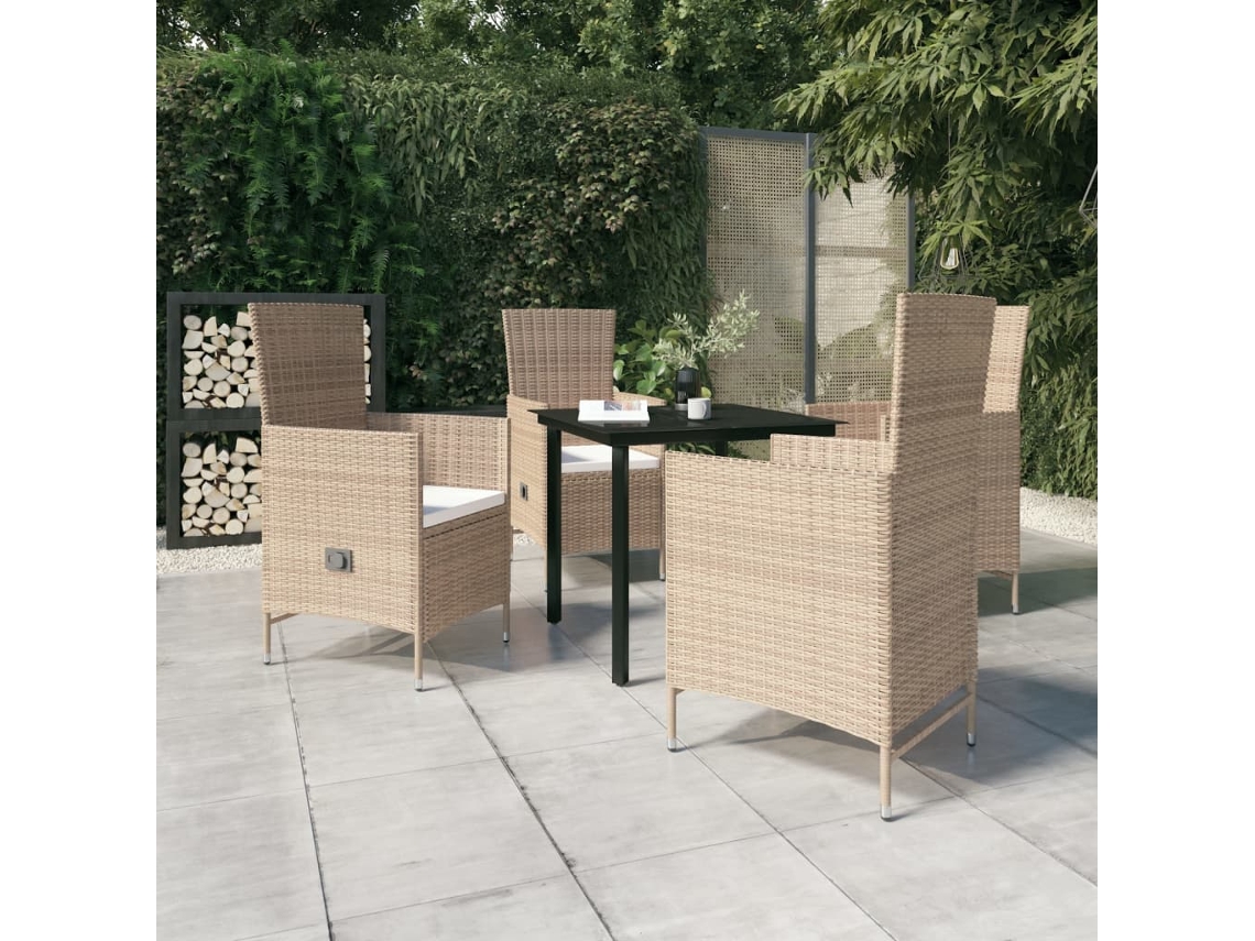 Juego de comedor de jardín con cojines beige, Dkd Home Decor