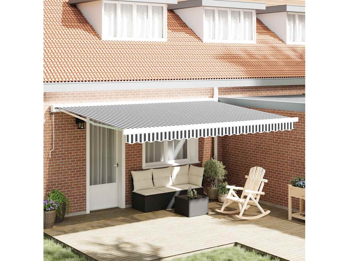 Maison Exclusive - Toldo Retráctil Aluminio Y Tela Gris Antracita Y Blanco 4,5x3 M