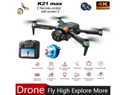 Dron K21 Max Con Cámara 4k Que Evita Obstáculos Con Pantalla De 4,3 Pulgadas Y Control Remoto 1 Batería Negro