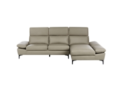 Sofá esquinero Farila de Beliani en piel beige 219x173x100