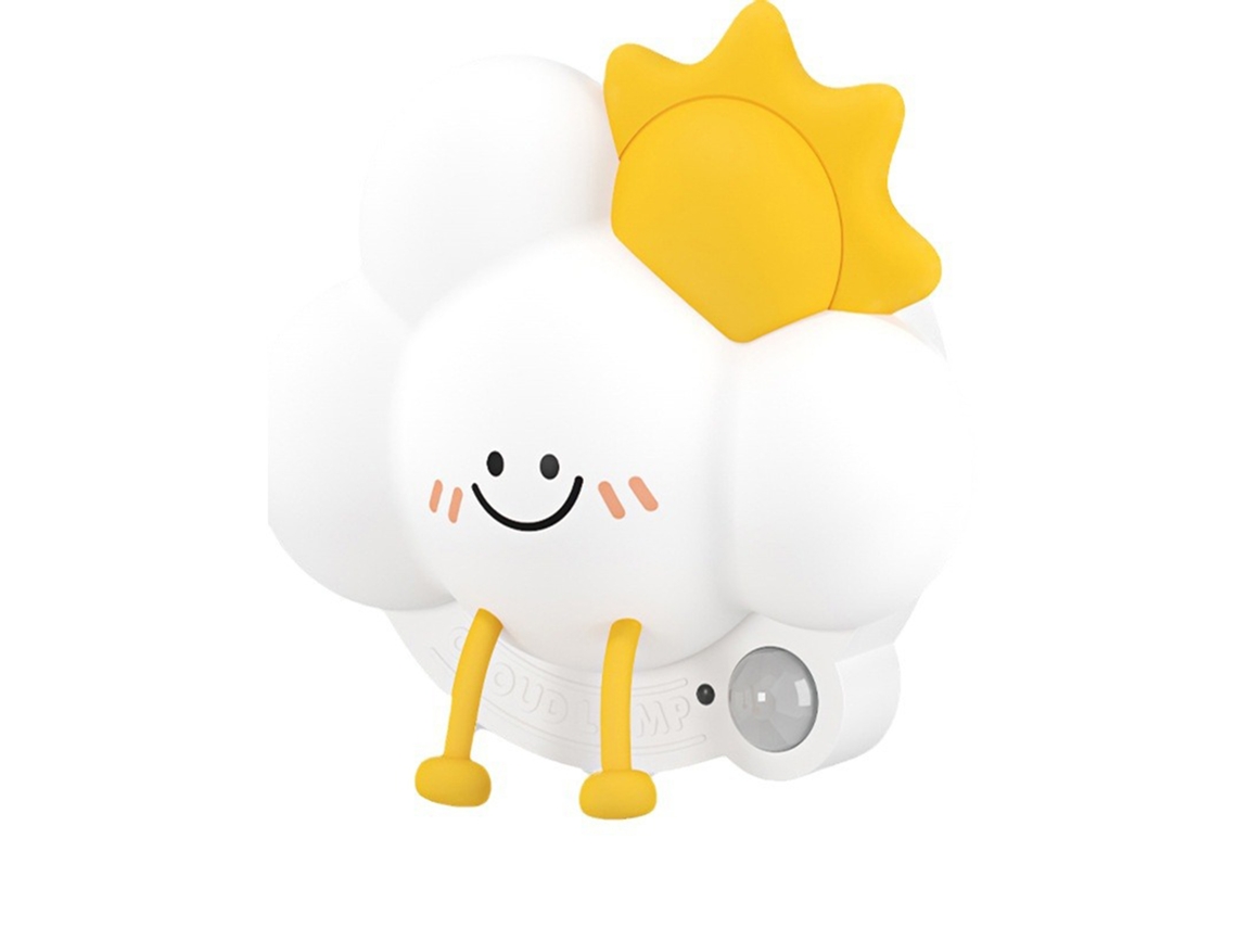 Rebe-luz Nocturna Con Sensor De Movimiento Silicona Recargable Modo Luz Suave/constante Forma Nube Blanca