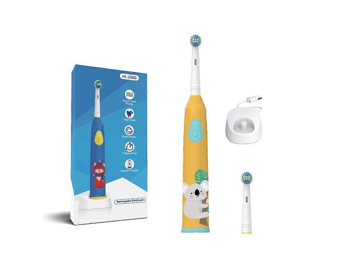 Cepillo de dientes eléctrico recargable para niños con cabezales giratorios y diseño de dibujos animados. Incluye 2 cabezales. Nostalgia88