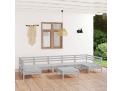 Conjunto de salón de jardín de 8 piezas de pino macizo blanco Dkd Home Decor