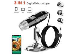 Microscopio 3 en 1 con pantalla digital portátil, lupa de 1600x, microscopio electrónico con luz LED Cuich