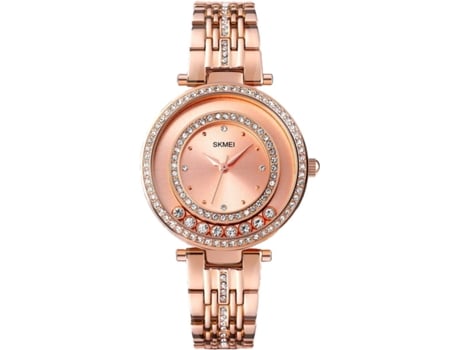 VEANXIN Reloj de niña con diamantes de imitación Relojes de pulsera impermeables-oro rosa