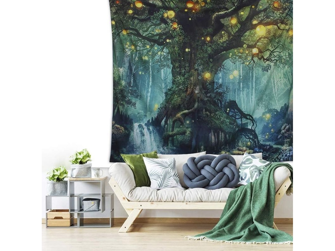 Tapiz De Bosque Con Elfos Y Árboles, Manta De Playa Grande Y Cálida De Color Verde De 79 X 59 Pulgadas.