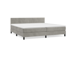Maison Exclusive - Cama Box Spring Con Colchón Terciopelo Gris Claro 200x200 Cm
