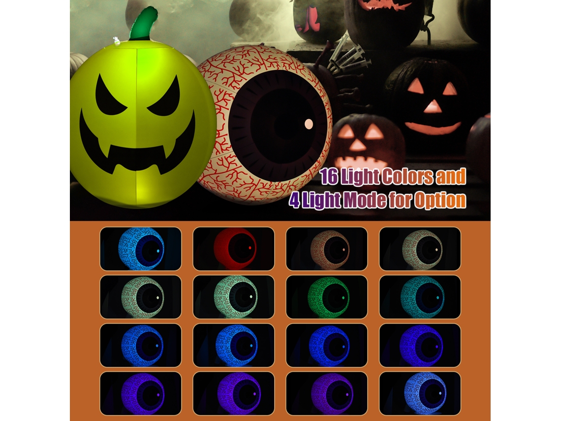 Pelota inflable de Halloween, 16 colores RGB, con control remoto