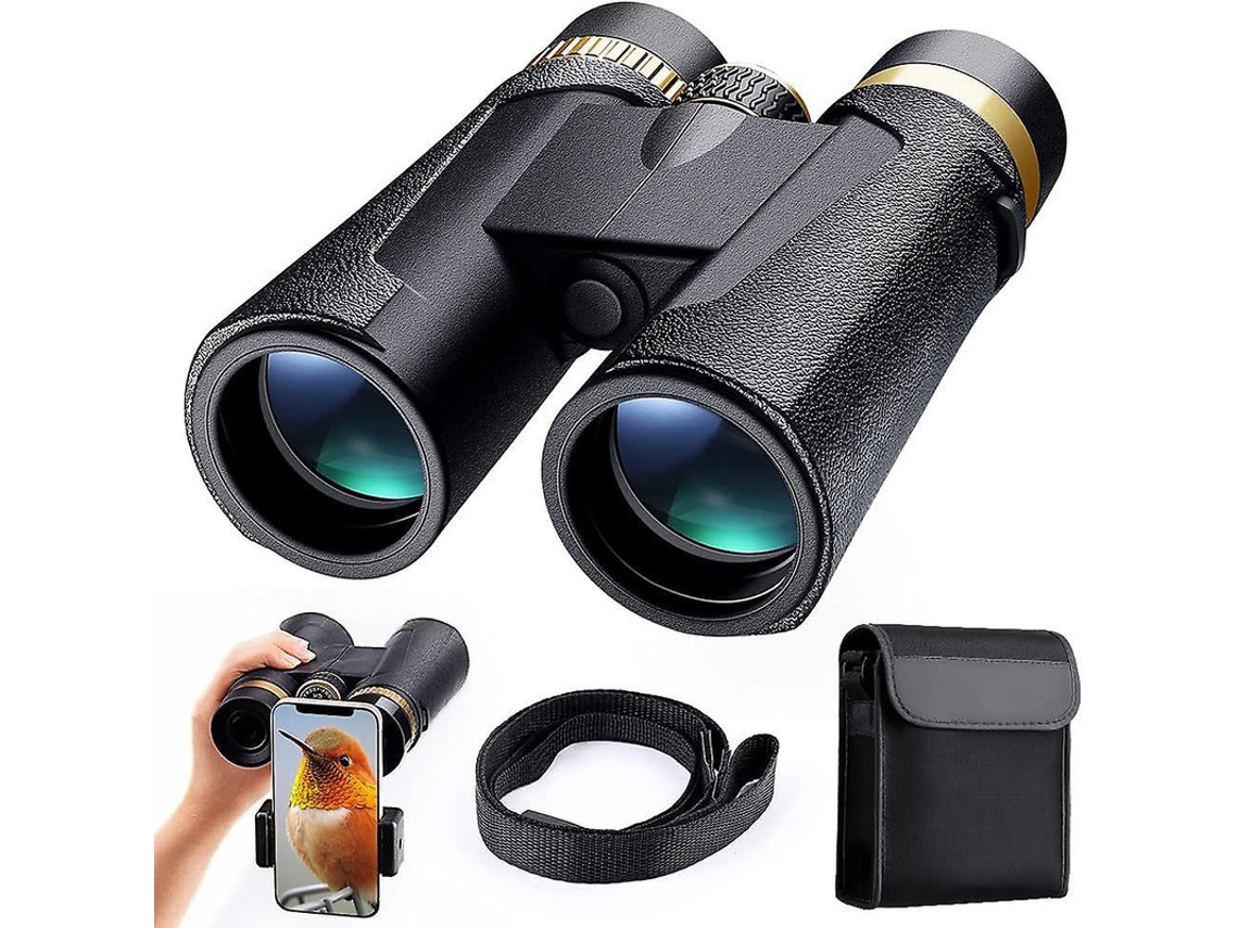 Binoculares 10x42 HD IP65 Bak4 Prism FMC Película Verde Observación de Aves Senderismo Caza Turismo Negro Yizhood