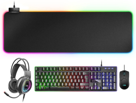 Mars Gaming Mcpexes combo teclado hmech+ratón+auriculares rgb+alfombrilla xxl es bundle auriculares alfombrilla kit