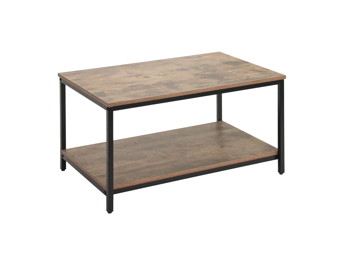 Relaxdays Mesa Auxiliar, Con Estante, Madera Reconstituida Y Metal, (alxanxf) 42x80x50 Cm, Mesa De Salón, Marrón/negro