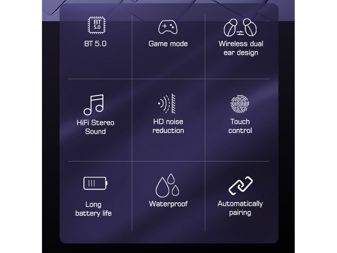 Auriculares Inalámbricos Bluetooth V5.0 Con Micrófono, Pantalla Led, Control Táctil Y Sonido Estéreo Hifi Para Deportes.