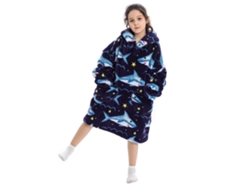 Pijama Infantil Extragrande Con Capucha, De Franela Cálida, Estampado De Personajes De Dibujos Animados Y Manga Larga.