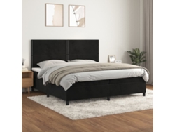Cama Box Spring Con Colchón Terciopelo Negro 200x200 Cm