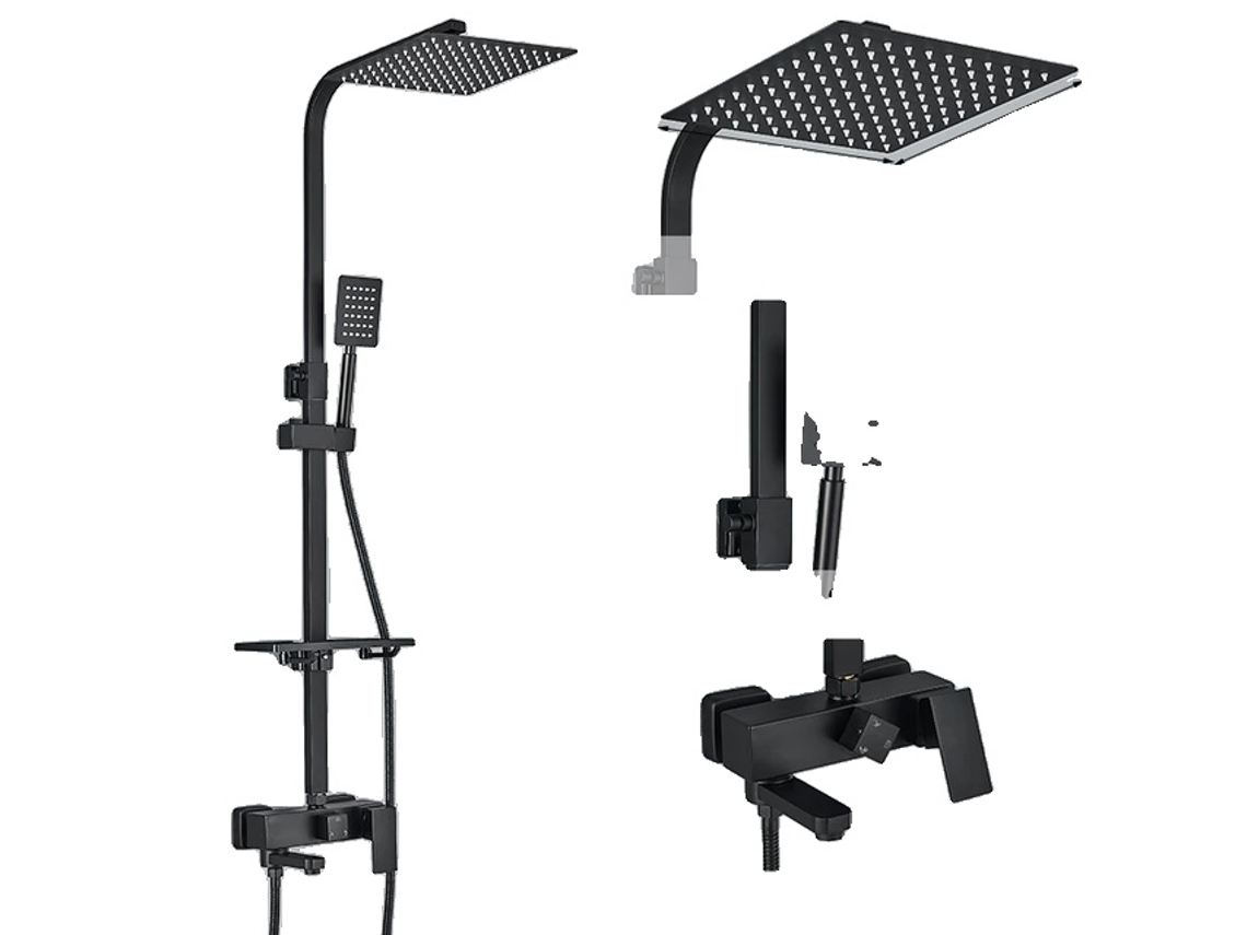 Juego de grifo de ducha de pared con efecto lluvia para bañera, 3 vías, 10 pulgadas E