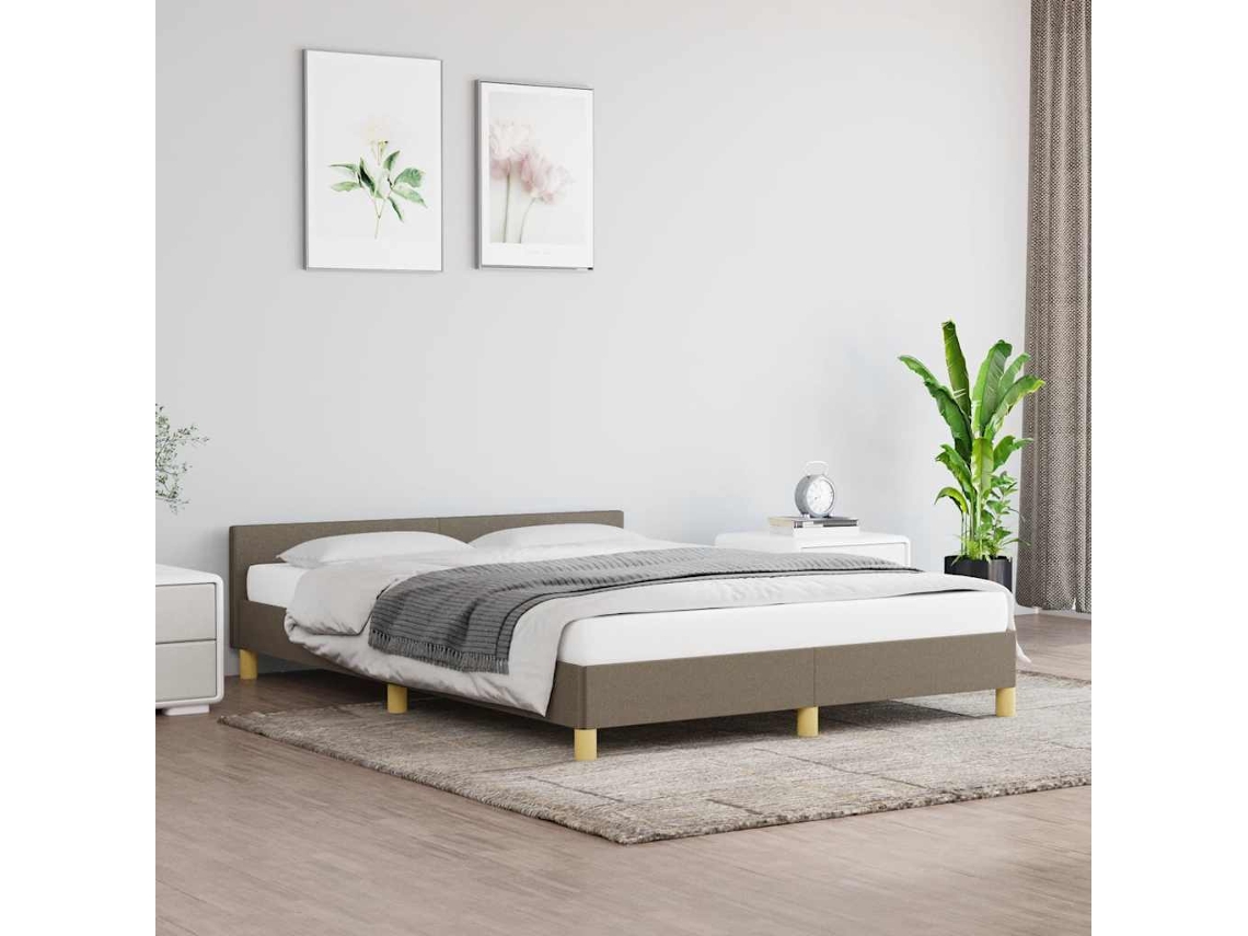 Cama Sin Colchón Tela Gris Taupe 140x190 Cm