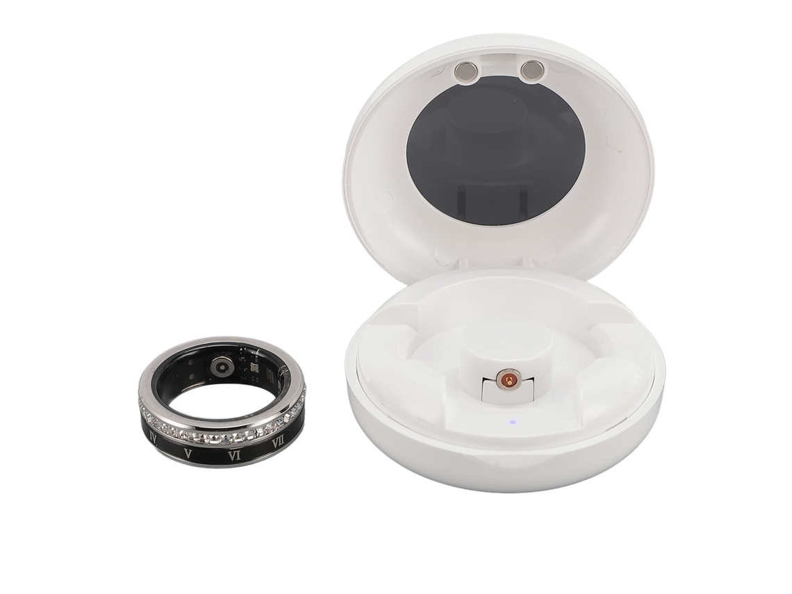 Anillo Inteligente Rastreador De Salud Ip68 Resistente Al Agua Bluetooth 5.1 Contador De Pasos Anillo De Fitness Con Funda De Carga Plata 19.8mm Para Hombres Y Mujeres
