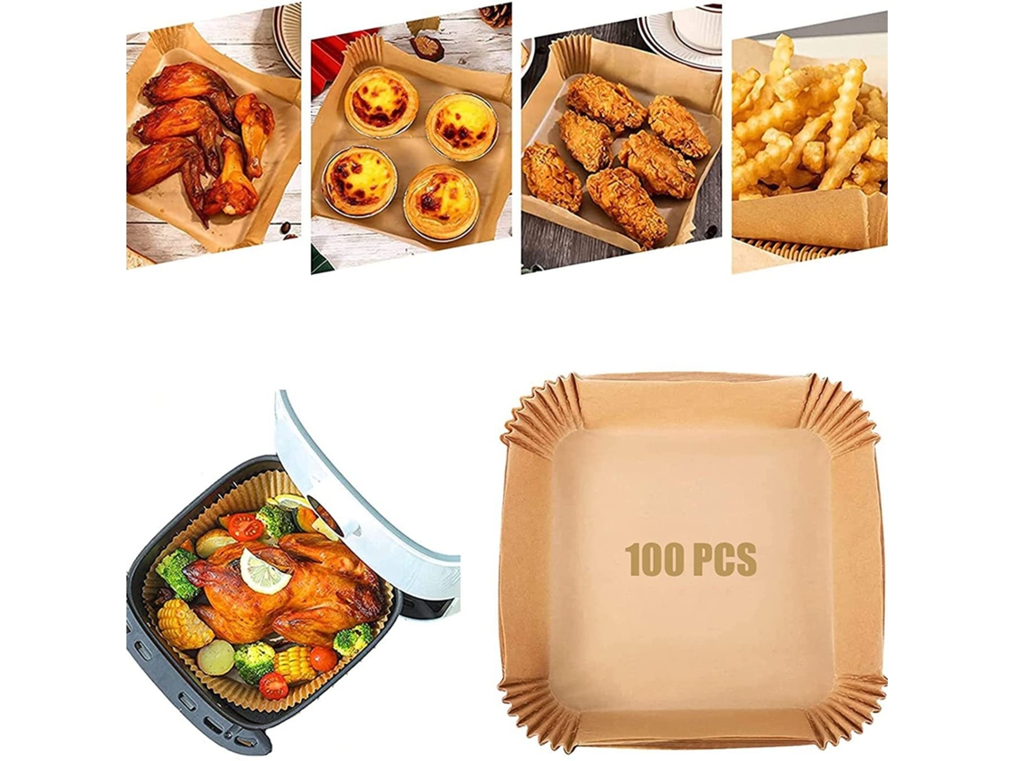 Papel Para Air Frye, Forro De Papel Descartável Airfryer, Impermeável E Resistente A Óleo, Antiaderente (16 Cm - 100 Unidades) Spqment