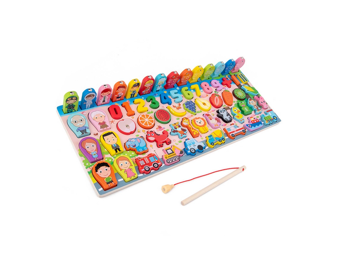 Juego De Rompecabezas De Números De Madera Con Pescado Magnético Para Niños Montessori