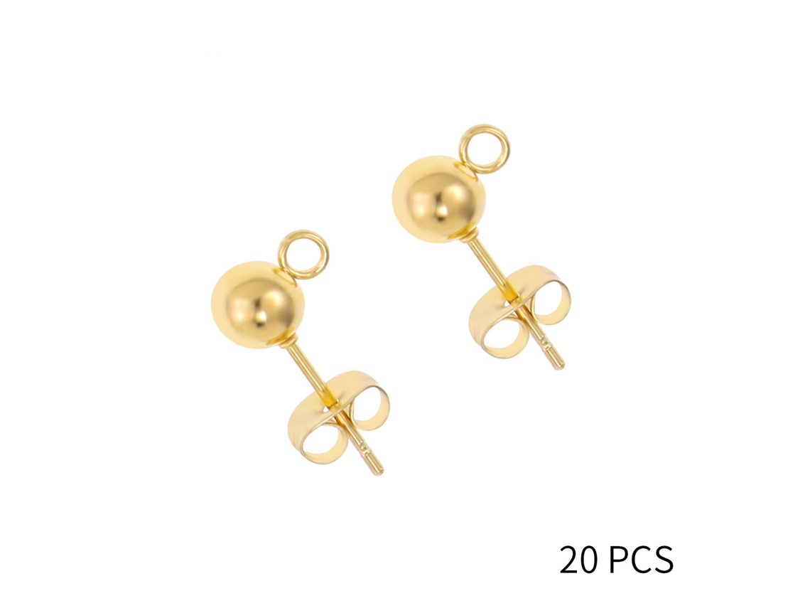 Pendientes 20 Pares De Pendientes Redondos De Cuentas De 6 X 12 Mm, Para Hacer Tú Mismo (dorados) Chrui