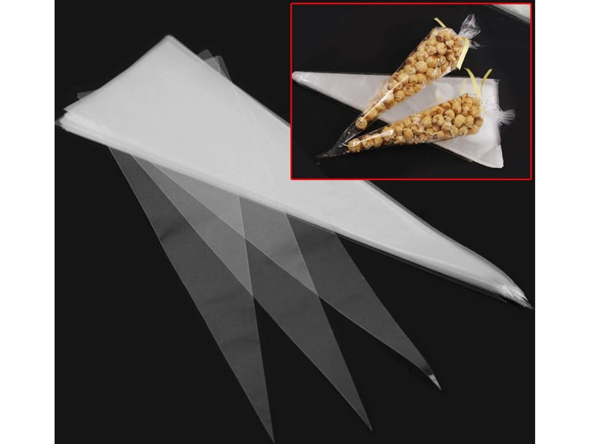 50 Bolsas de Plástico Cono HEAn Transparentes