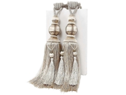 Rebe-ataduras De Cortina De Paja Hechas A Mano Con Cuerda, 73cm, 600g, Para Cortinas Grandes Y Pesadas, Beige, 1 Par
