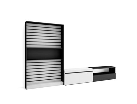 Muebles de Salón para TV SKRAUT HOME Para TV hasta 80", Mueble Televisión, Blanco y Negro (310x186x35 cm)