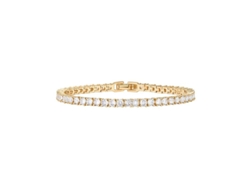 Pulsera Tenis Clásica De Plata Bañada En Oro 14k Con Zirkonia Cúbica 3mm Aaa+