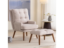 Sillón Lounge Con Reposapiés - Respaldo 5 Posiciones, Reclinable, Con Bandeja Lateral - Beige