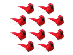 Pinzas Con Forma De Pájaro Para Árbol De Navidad, Decoración De Fiestas Y Adornos (10 Piezas - Cardenal)