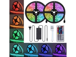 Fita Led Rgb 5050 À Prova De Água (10m, 300 Leds, Ip65, Multicolorida) Com Comando Remoto Infravermelho