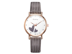 Reloj De Cuarzo Informal Para Mujer Con Esfera Redonda Y Elegante Diseño De Corazón (gris)