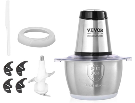 VEVOR Picadora de Alimentos Eléctrica Procesadora Picadora de Carne con Tazón de Acero Inoxidable de 8 Tazas 400W