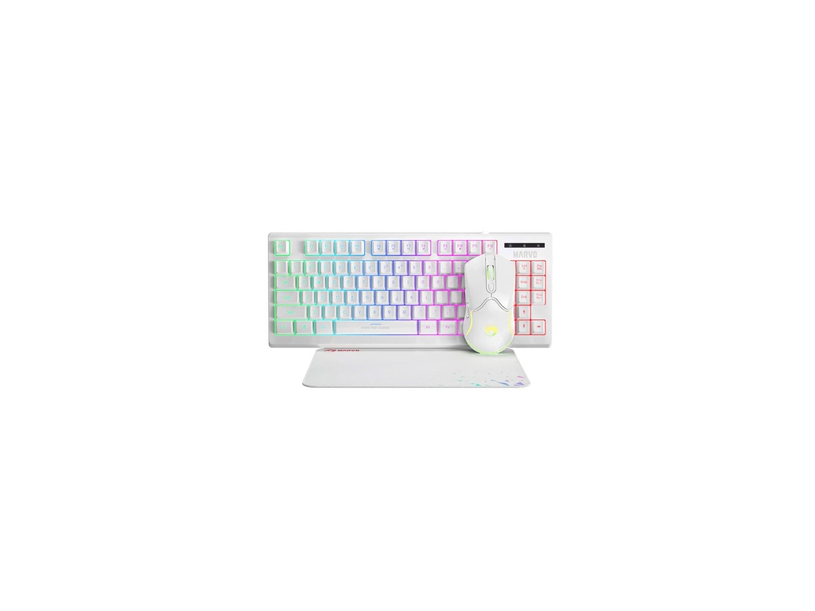 Ratón y Teclado MARVO CM310 WH SP (Blanco - Negro - Qwerty Español)