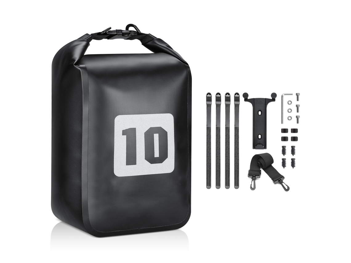 Bolsa Impermeable Para Bicicleta Furca De 10 Litros Con Sistema De Liberación Rápida Para Bicicletas De Montaña Y De Carretera, Ideal Para Viajes Largos, Color Negro.