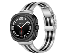 Pulsera de acero inoxidable con cierre de carey y cinco cuentas para Samsung Galaxy Watch Ultra de 47 mm.