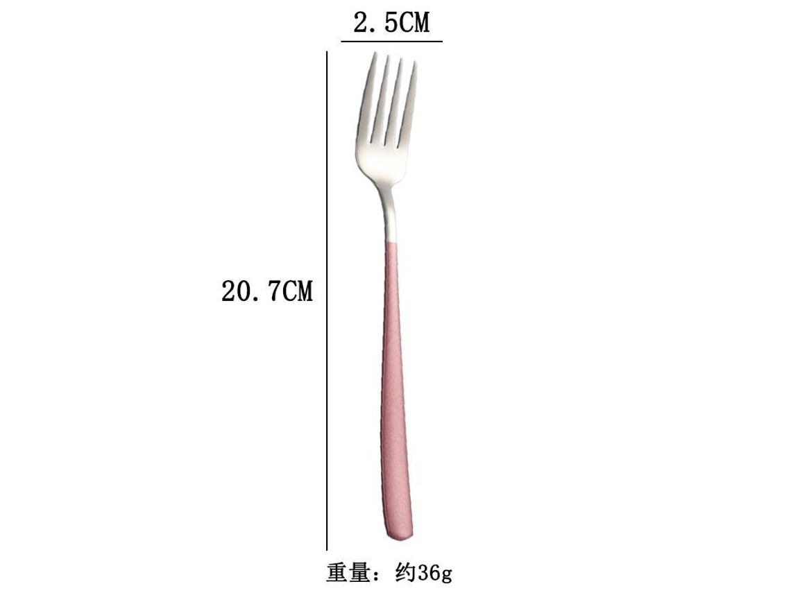 2026-41703-tenedores De Acero Inoxidable 6 Piezas Palillos Largos Tenedor Ensalada Carne Frutas Cubiertos Occidentales Creativos Plateado Rosa