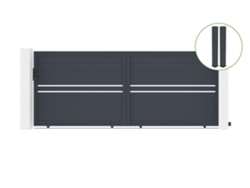 Puerta corredera 4m CIMONE H.160cm aluminio gris 2 postes 20x20cm H.190cm CASANOOV