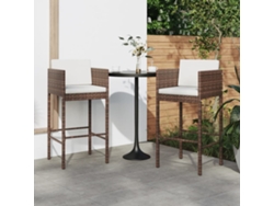 Taburetes de bar con cojines, 2 piezas, mimbre marrón, PE, Dkd Home Decor