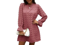 2026-vestido Midi De Chiffon Jacquard Con Manga Larga Y Cuello V Para Mujer