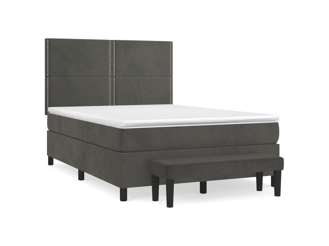 Maison Exclusive - Cama Box Spring Con Colchón Terciopelo Gris Oscuro 140x200 Cm