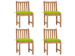 Sillas de jardín DKD Home Decor de 4 piezas con cojines, madera maciza de teca