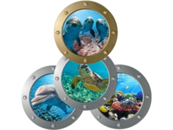 Juego De 4 Pegatinas De Pared 3d, Animales Marinos De Pvc, Decoración Oceánica