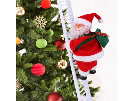 Juguetes eléctricos de Navidad para muñecos de Papá Noel, escalera de escalada eléctrica, adorno para árbol de Navidad colgante para cantar de Papá...