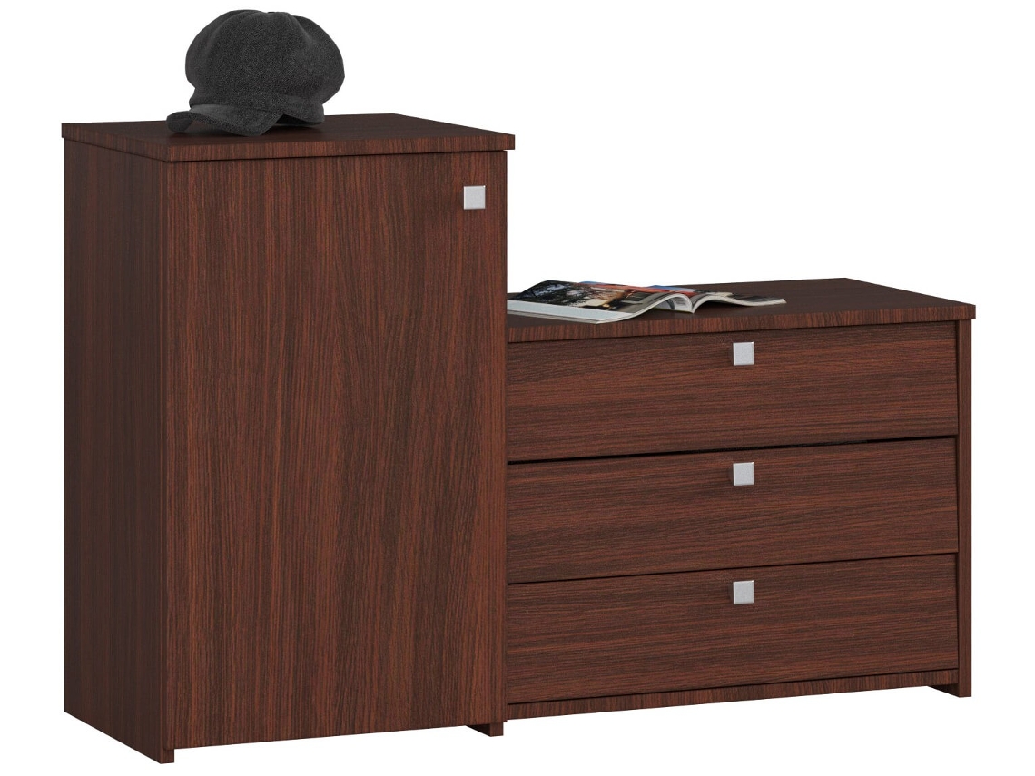 Conjunto De Zapatero Y Cómoda Akord S16 Wenge 98,4 Cm 4 Puertas Wenge 5 Estantes 98,4x33x68 Cm