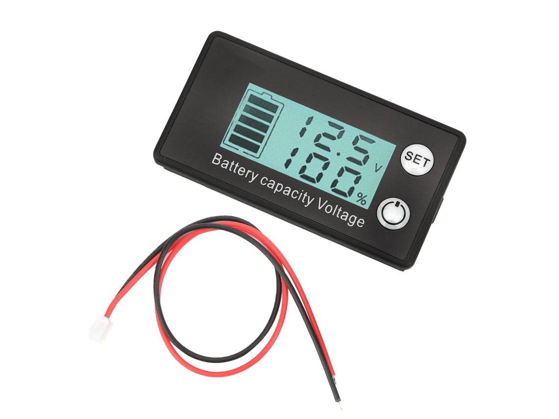 Meter De Batería Lcd 2 Cables Con Porcentaje Y Voltaje Para Baterías De Litio Y Plomo-ácido 7-68v (fondo Blanco Digital)