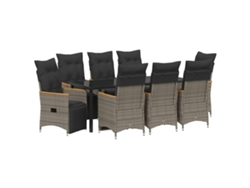 Maison Exclusive - Conjunto De Comedor De Jardín 9 Pcs Gris Ratán Sintético